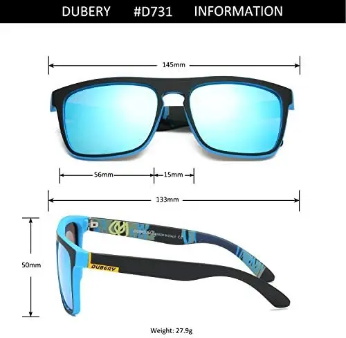 DUBERY D731 официальные старые модные поляризационные солнцезащитные очки для мужчин и женщин винтажные Квадратные Солнцезащитные uv400 цвет 2024