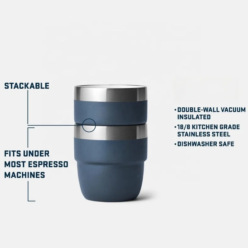 PURPLESEVEN 4oz 118ml Double Wall Vacuum Insulated Stainless Steel Thermal Glass Cup Arabic Turkish Espresso Coffee Tumbler Cups