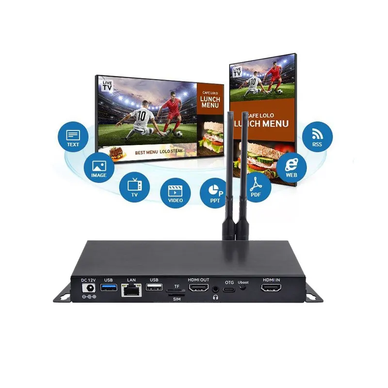 2024 Live TV Featured Mini Multimedia Box Digital Signage Player Device for Sports Pub with free CMS software