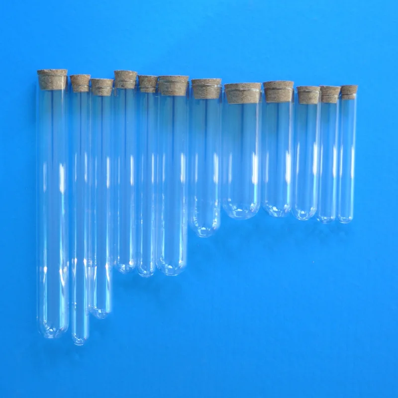 Factory direct Transparent Clear Round  bottom borosilicate glass test tube with bamboo lid