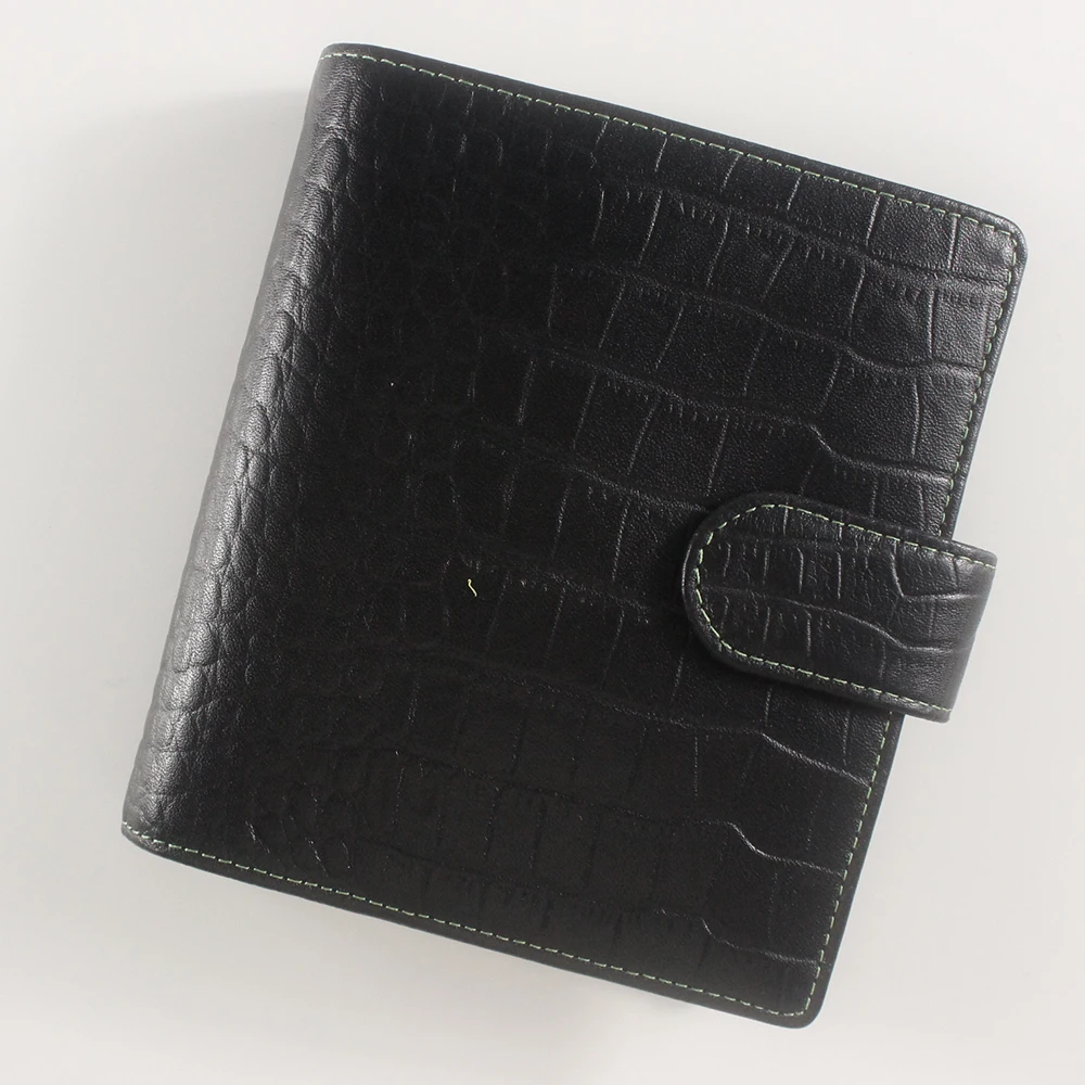 Custom A7 Small Luxury Unsex Loose Leaf Crocodile Leather Planner Binder Organizer Notebook with 6 Rings Binders