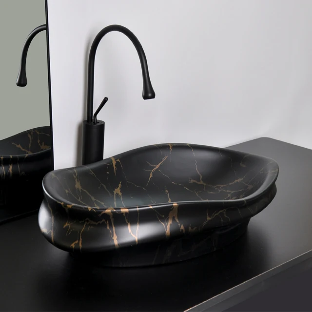 Chaozhou New Coming Ceramic Sanitary Wares Art Wash Basin Marble Fashion Design Bathroom Sink