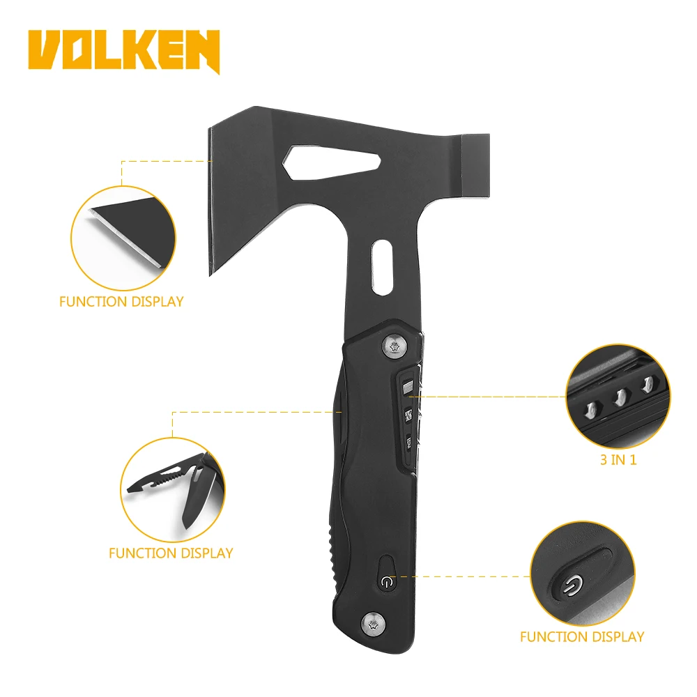 New Outdoor Multi-purpose Axe Camping Multi-purpose Tool Hhammer with Screwdriver Head Opener Teeth Knife