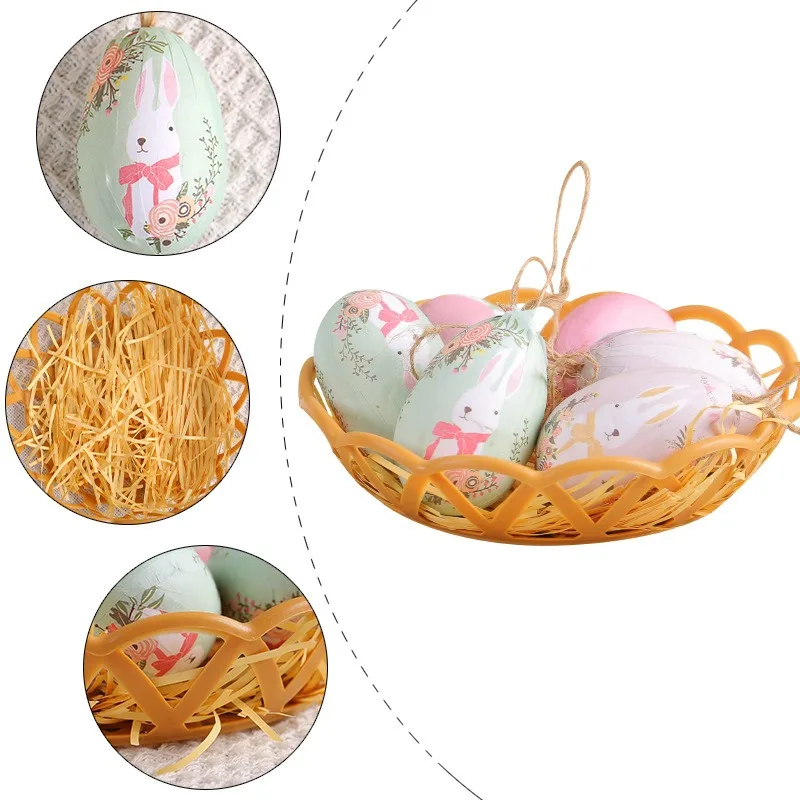 Hot selling Easter egg hanging creative woven basket Easter egg decoration scene layout
