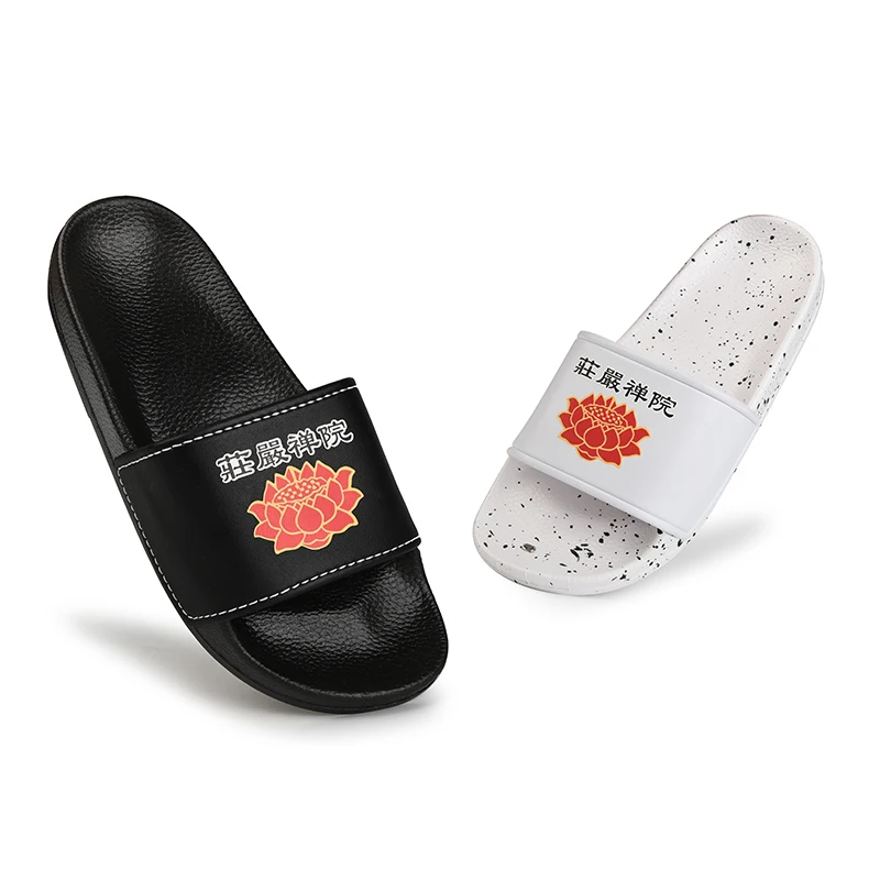 Женские сандалии на плоской подошве, новейший дизайн, черные мужские женские тапочки с логотипом на заказ