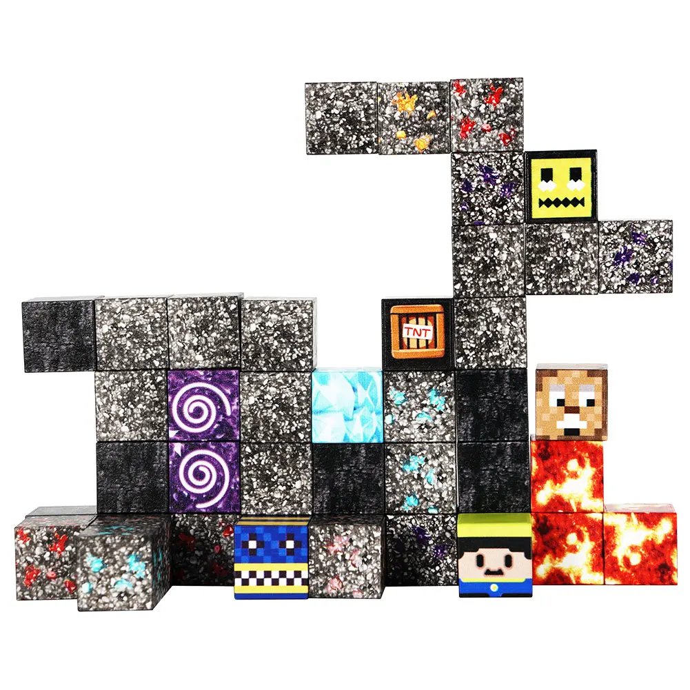 Hot Selling 3D Cubes 2.5cm Magnet Mine Cave Blocks  Kids Christmas Educational Toys Magnet Construction Toys Magnetic Blocks
