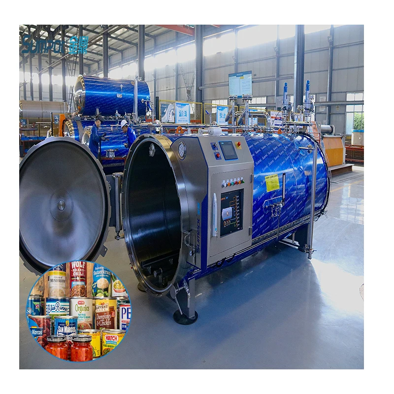 automatic canned beans corns counter pressure steam retort machinery