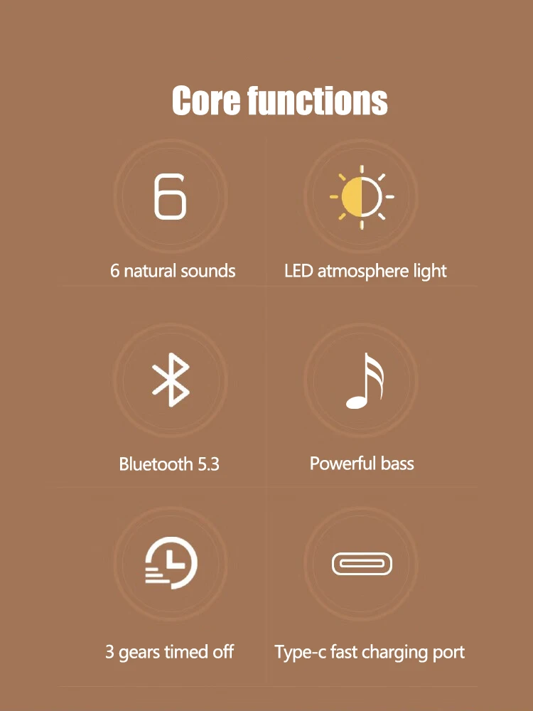 Household Rechargeable Light Bluetooth Night Light White Noise Speaker Soothing Sound White Noise Machine Baby 2 in 1 Speaker