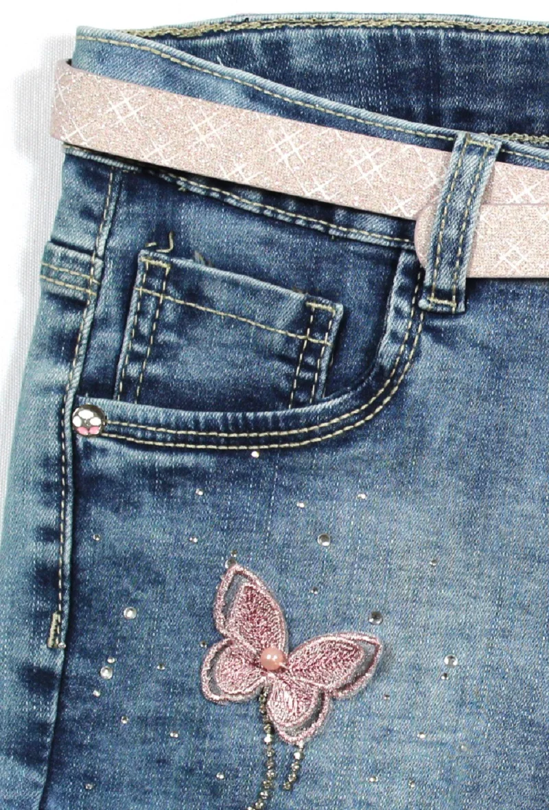 
S&G Toddler Girls High Waist Shorts Denim Shorts Kids Casual Blue Solid Bottoms Girls Clothing Outfits 