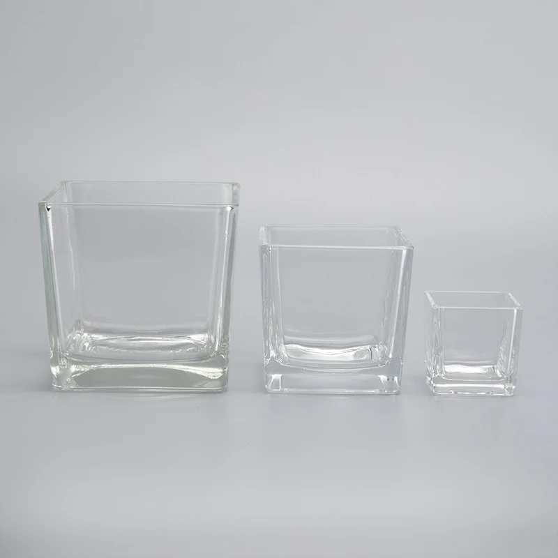 Wholesale 120ml 280ml 580ml Cube Glass Jars Clear Square Candle Jar