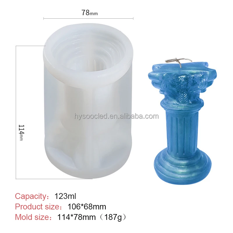 Art 3D Roman Column Candle Mold Scented Stone European Simple Home Candle Wax Mold Furnishing Aromatherapy Resin Silicone Mold