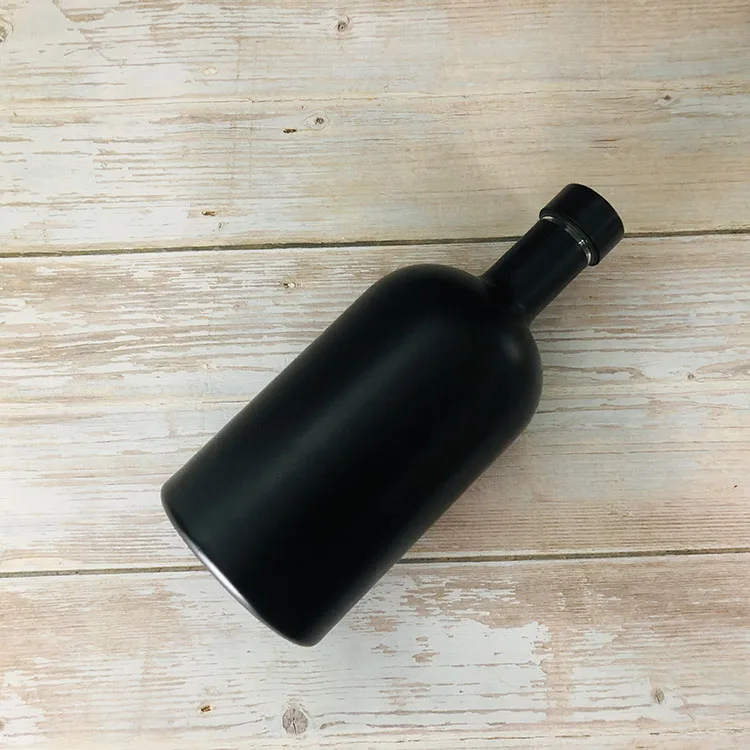 Wholesale Empty Black Vodka Glass Bottles 1000ml Liquor Bottle 1 Liter With Screw Top