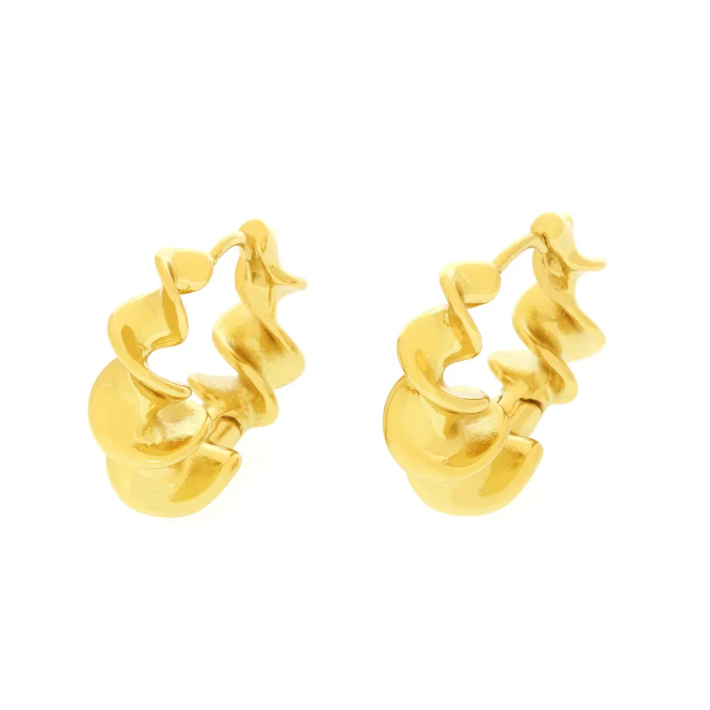 Creative Thread Design Irregular Twist Hoop Earrings Brass Gold Plated Piercing Earrings European And American Women Jewelry