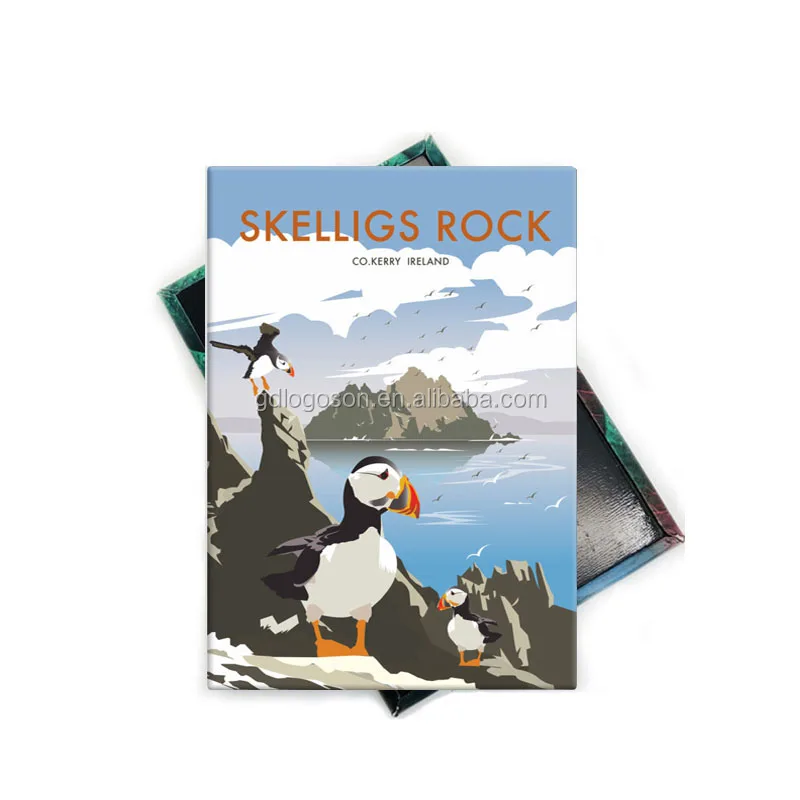Cheap Souvenir Clever Iceland Puffin Printing Tinplate Iceland Fridge Magnet
