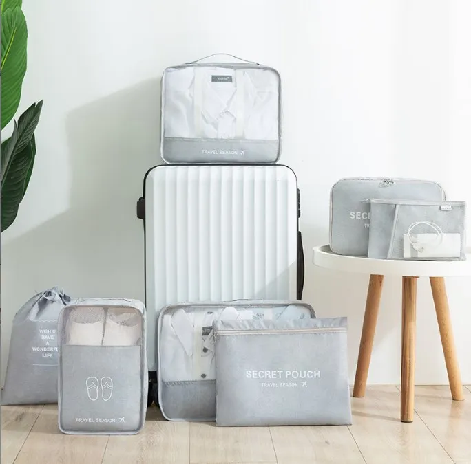 High Quality 7Pcs Set Travel Storage Bag Set Travel Cubes Packing Storage Bag Organizer for Suitcase