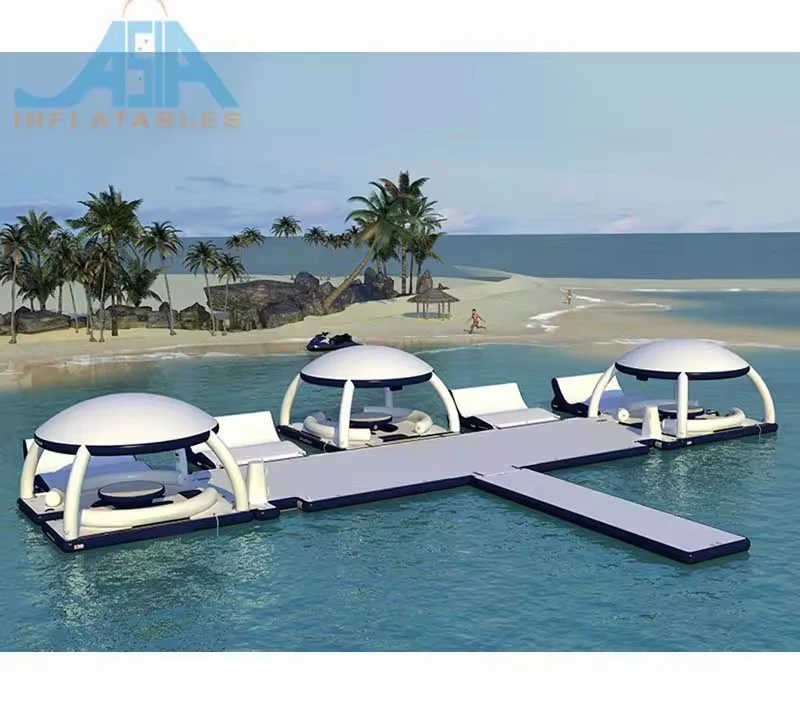 Water Park Inflatable  Water Park Equipment /Customized Size Durable Drop stitch Inflatable Island Dock Swim Platform