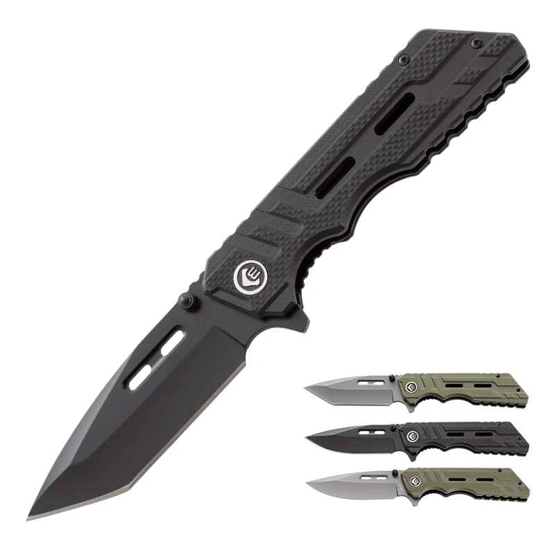 New 2024 High end Quality Customized Wholesale G10 Handle D2 Blade Outdoor Camping Tactical Survival Folding Pocket Knife