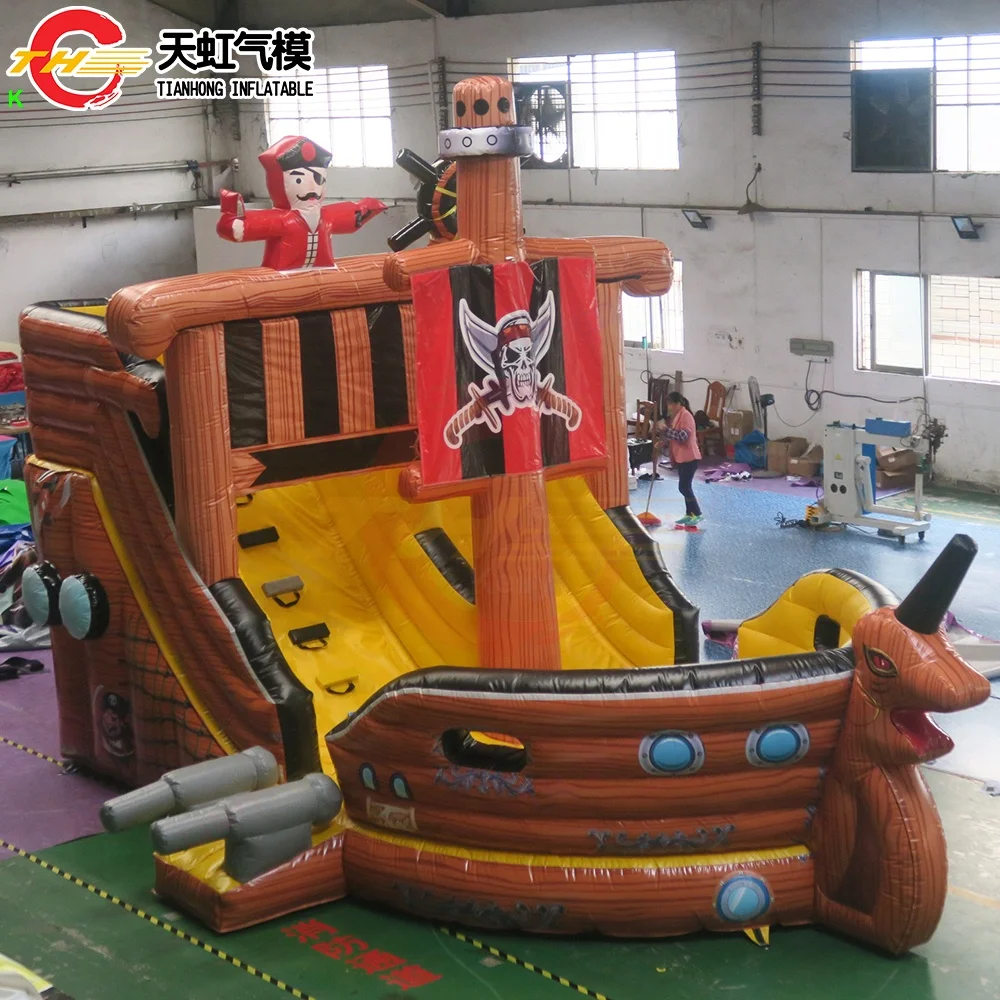 Free Door Shipping 7x4x5mH inflatable pirate ship slide pirate boat bouncer slide for jump and climb