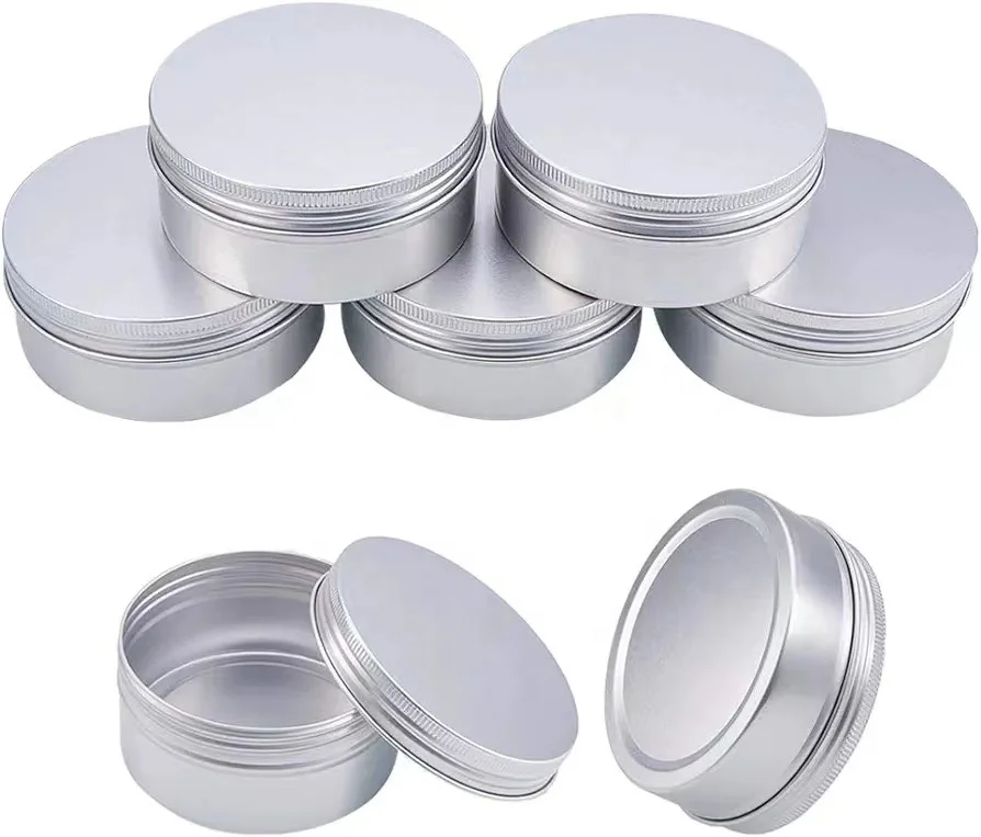100g 150g 200g 250g big round aluminum tin jar with lids metal can storage
