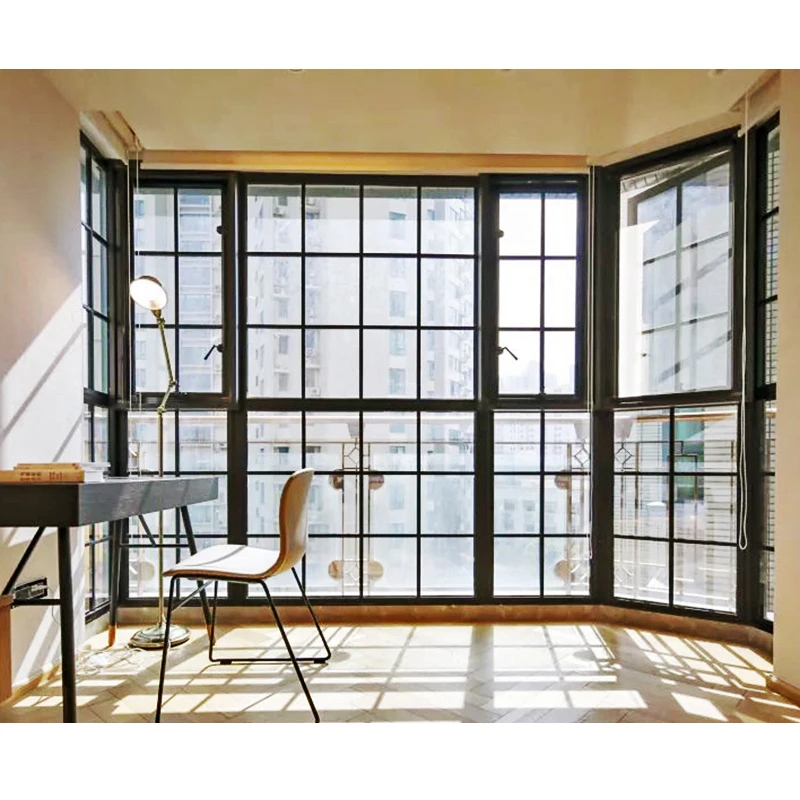 Custom residential house bay window, suite light transmission sound insulation extremely narrow steel bay window design
