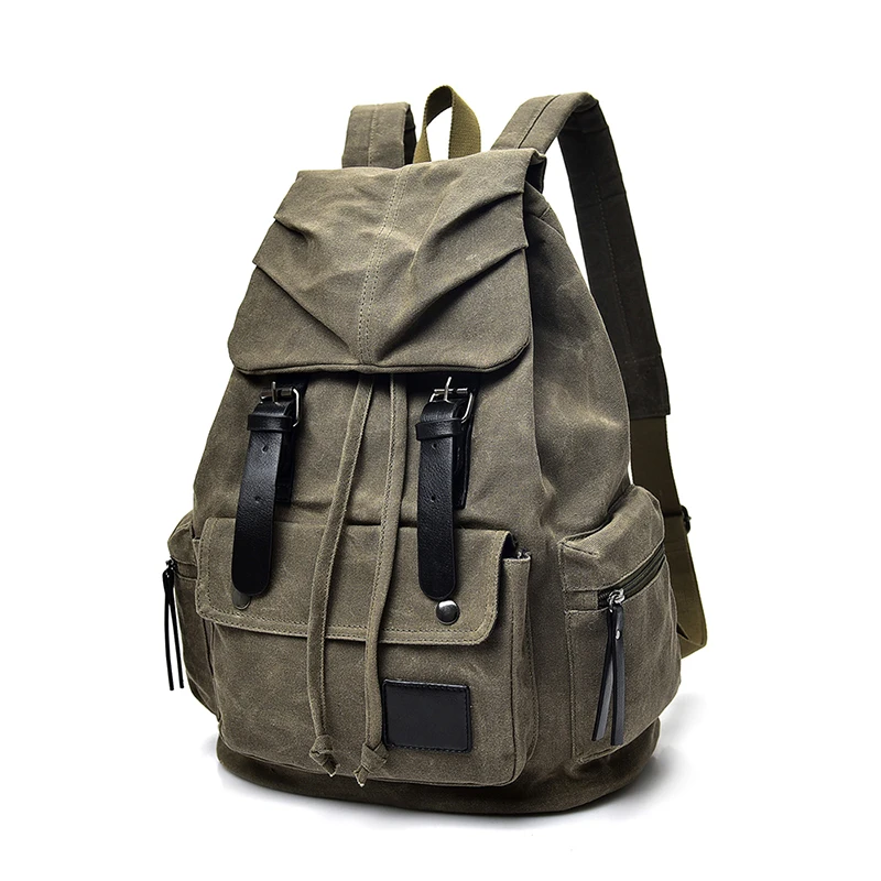2020 fashion newest outdoor school rucksack waxed canvas waterproof hiking traveling backpack bag