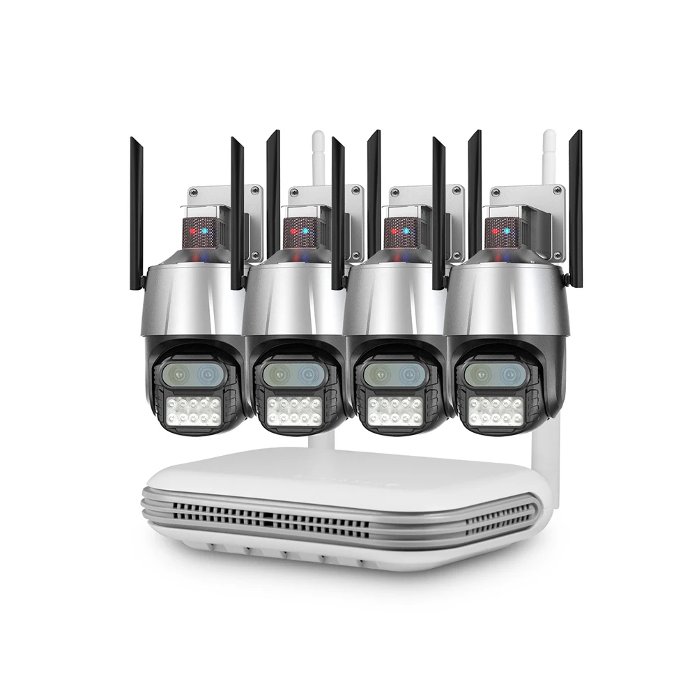 KERUI 8MP Full HD Outdoor Video Surveillance Double Lens Camera System 8 Channel NVR Audio Colorful Camera