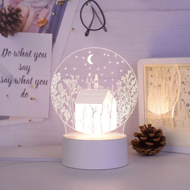 Customized design Creative High Transparent acrylic board 3d led night lamp