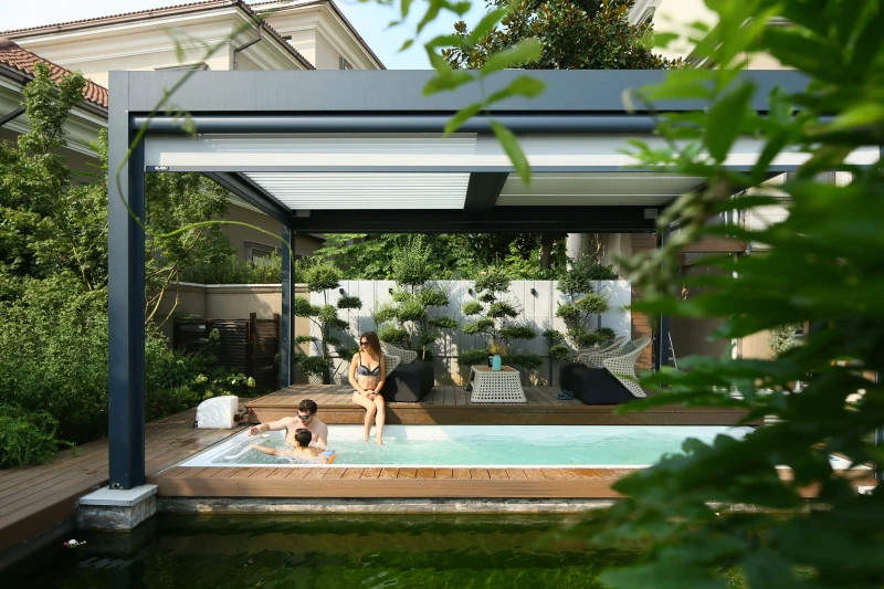 Outdoor Metal Patio Roof Gazebo Backyard Waterproof Metal Garden Decorative Pergola Tent