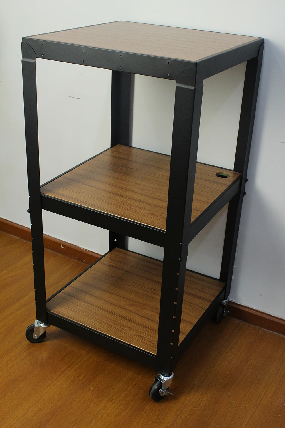 Modern Adjustable Height Rolling Metal Wood Computer Cart office metal  trolley