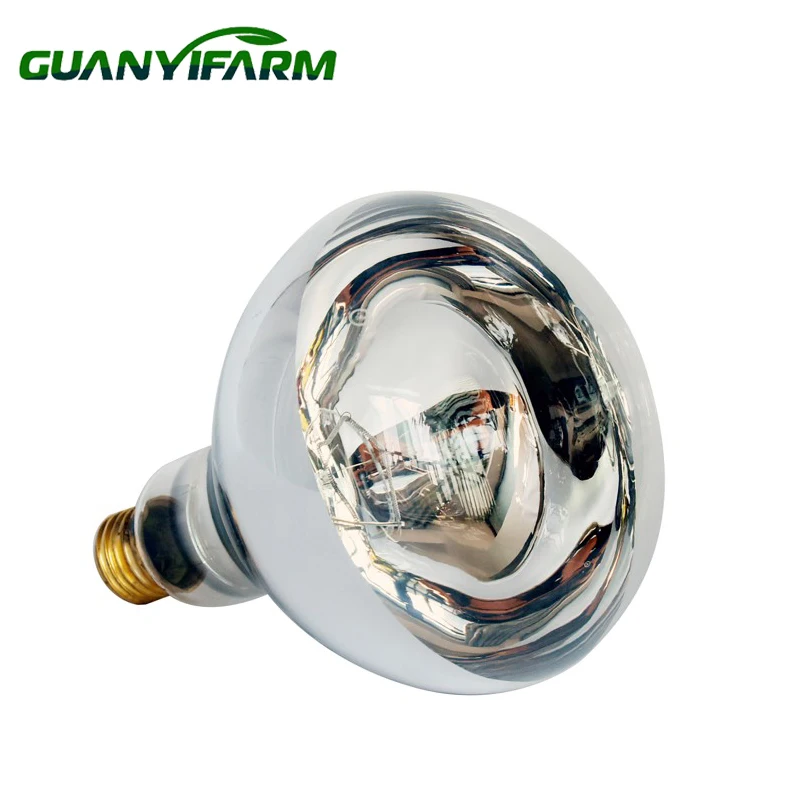 Guanyifarm R40 R125 375W E26/E27 Infrared Heat Lamp Poultry Farm White Light Farms Warming Glass 250W E26/E27 Infrared Light