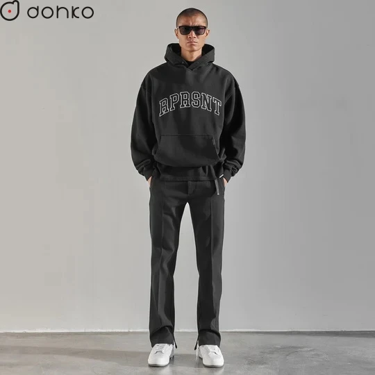 custom embroidery and printing logo for boxy fit hoodie 360 GSM 380 GSM stringless hoodies