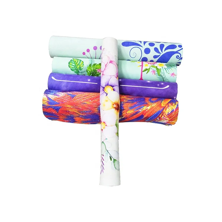 Customized Image and Logo Printed Natural Rubber Microfiber Suede Yoga Mat full color printing mat yoga factory