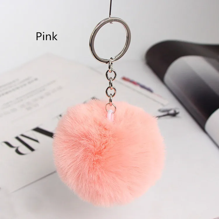 New Design Cute Keychain Fluffy Ball Key Pendant Creative Car Accessories Bag Ring Small