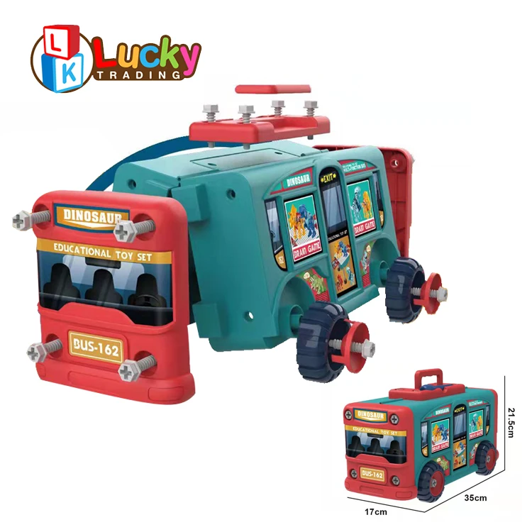 Lucky Toys New Arrival Learning Educational 2 In 1 Bus Car Creative Assembly Toys Building Blocks for Kids