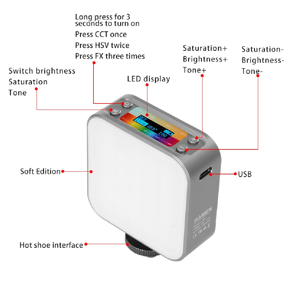 Mini portable RGB mobile camera shooting fill light live two-color fill light