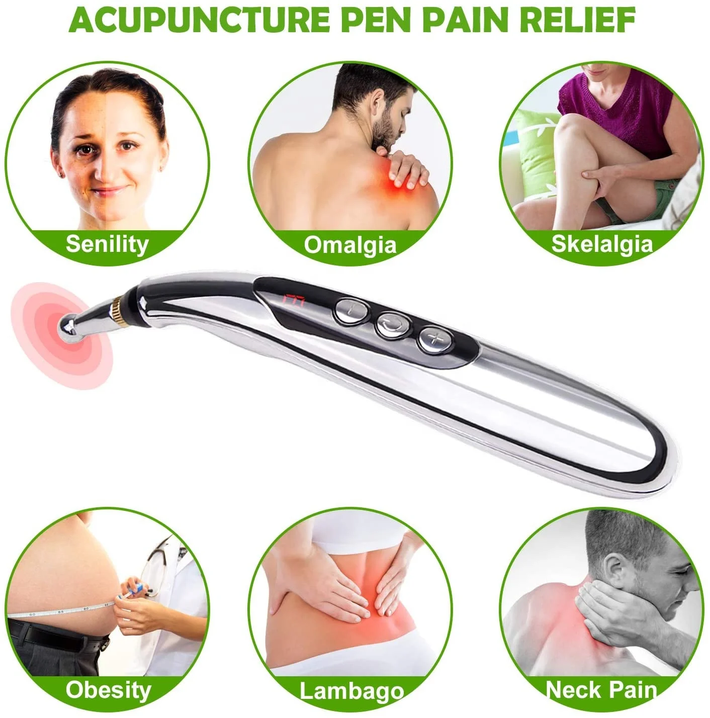 Electronic Acupuncture Pen, USB Rechargeable Pain Relief Electric Meridians Energy Pen Massager Pen Pain Relief Massage
