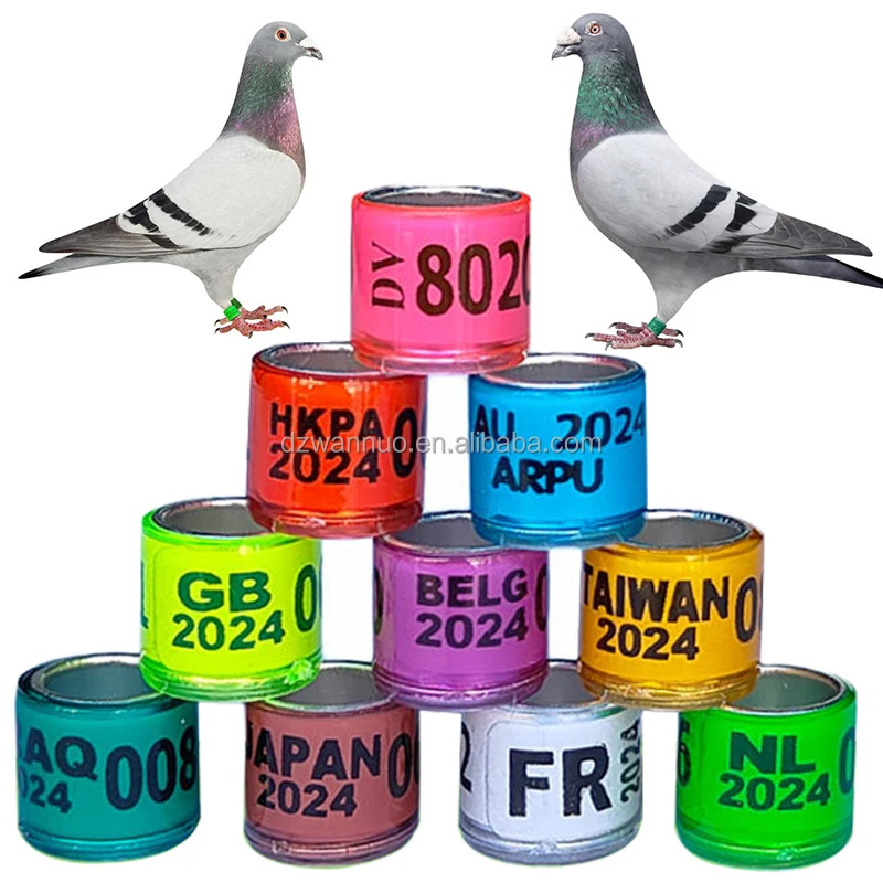Great quality inner diameter 8mm aluminum Pigeon Leg Foot Bands Customize Numbered Name Pigeon Ring birds leg rings