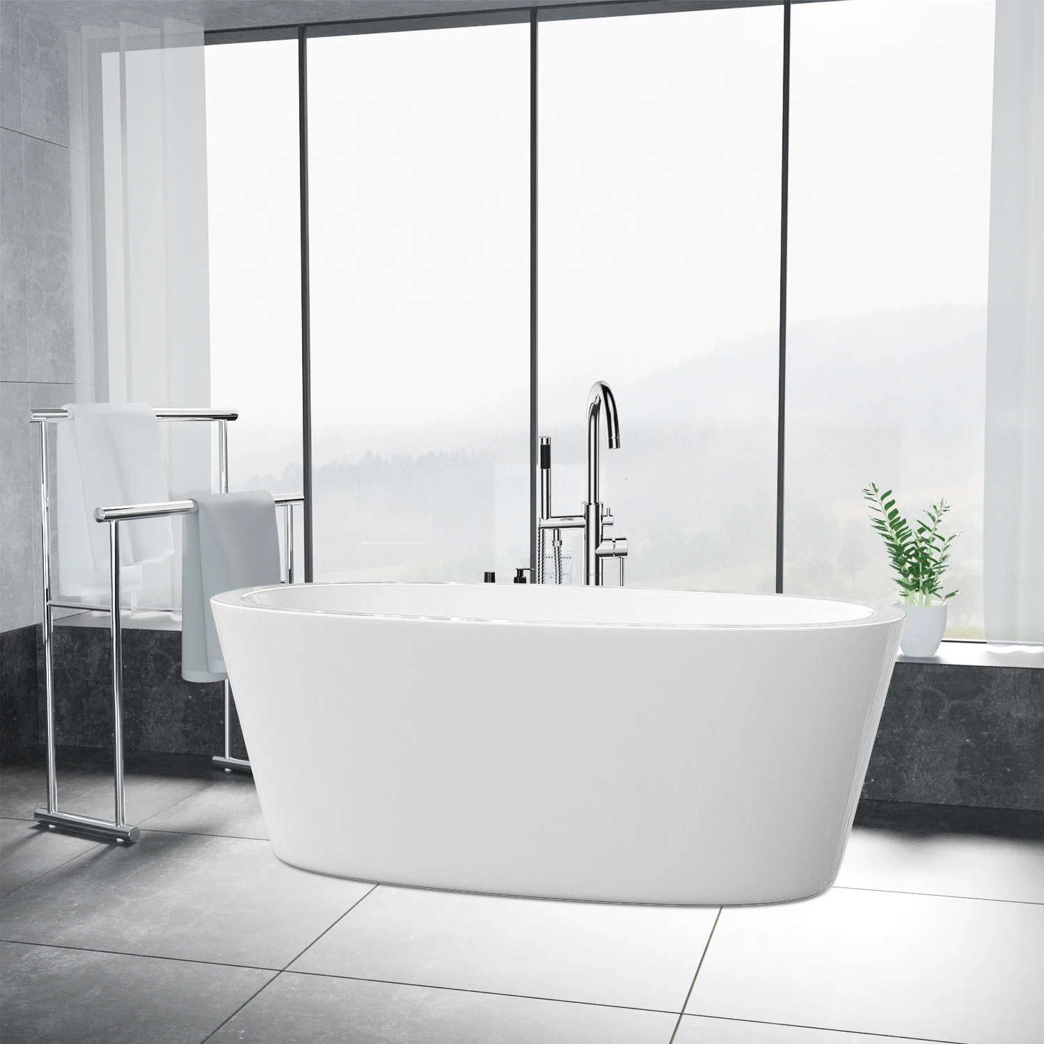 Bathroom white freestanding bath tub modern acrylic bathtub