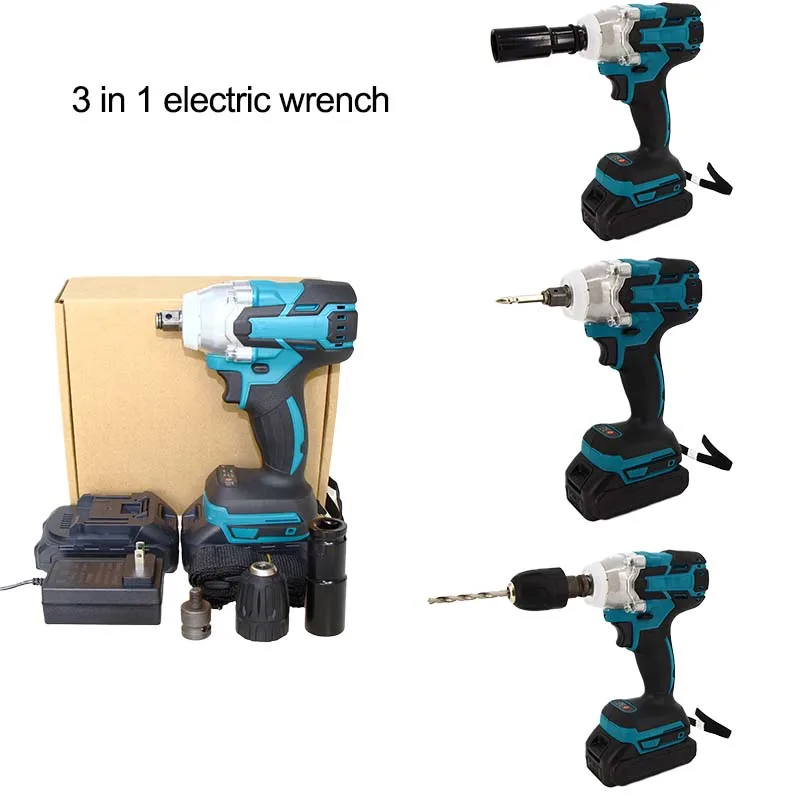 Wholesale 3 In 1 Cordless Power Tools Electric Screwdriver Power Drill Impact Wrench Brushless Electric Wrench Screw Driver
