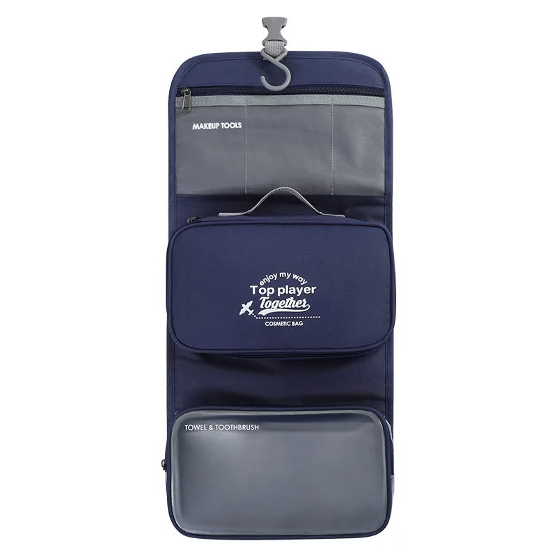 Custom logo makeup organize hanging toiletry bag,customised supplier travel waterproof foldable toiletry bag with hanging hook