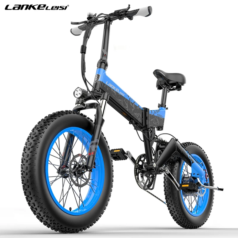 LANKELEISI X3000PLUS 1000w 20 inch fat tire electric folding bike 48v14.5ah lithium battery  snow bike