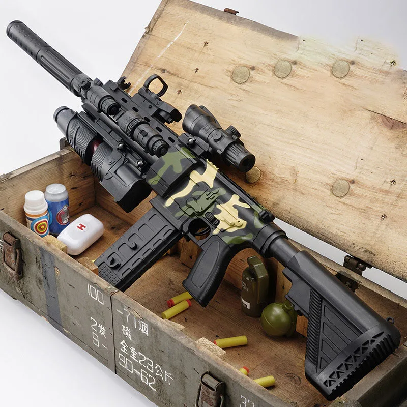 Game Gun For Kid Adult Toys Camouflage Simulation Semi Automatic Rifle Gun Toy M416 Model