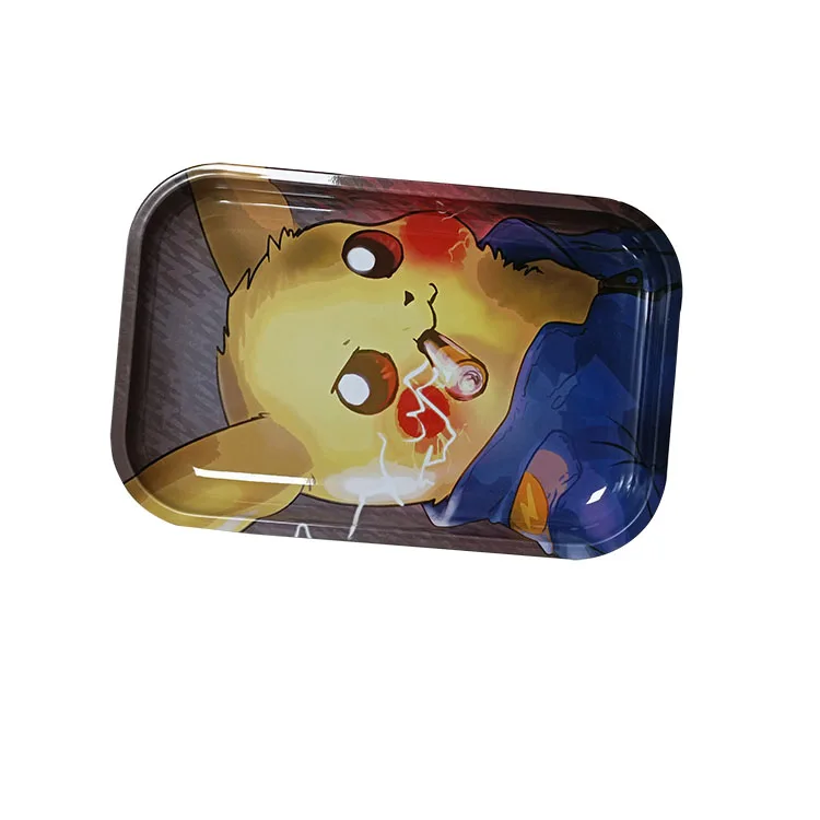 Customization Logo Cartoon Anime Personalized Smoking Trays Metal Rolling Trays with Lids
