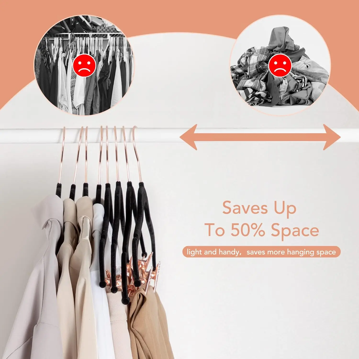 ANQI Top Quality hanger pants Rose gold clip Velvet Flocked hanger Space saving for Skirt Pants Trouser