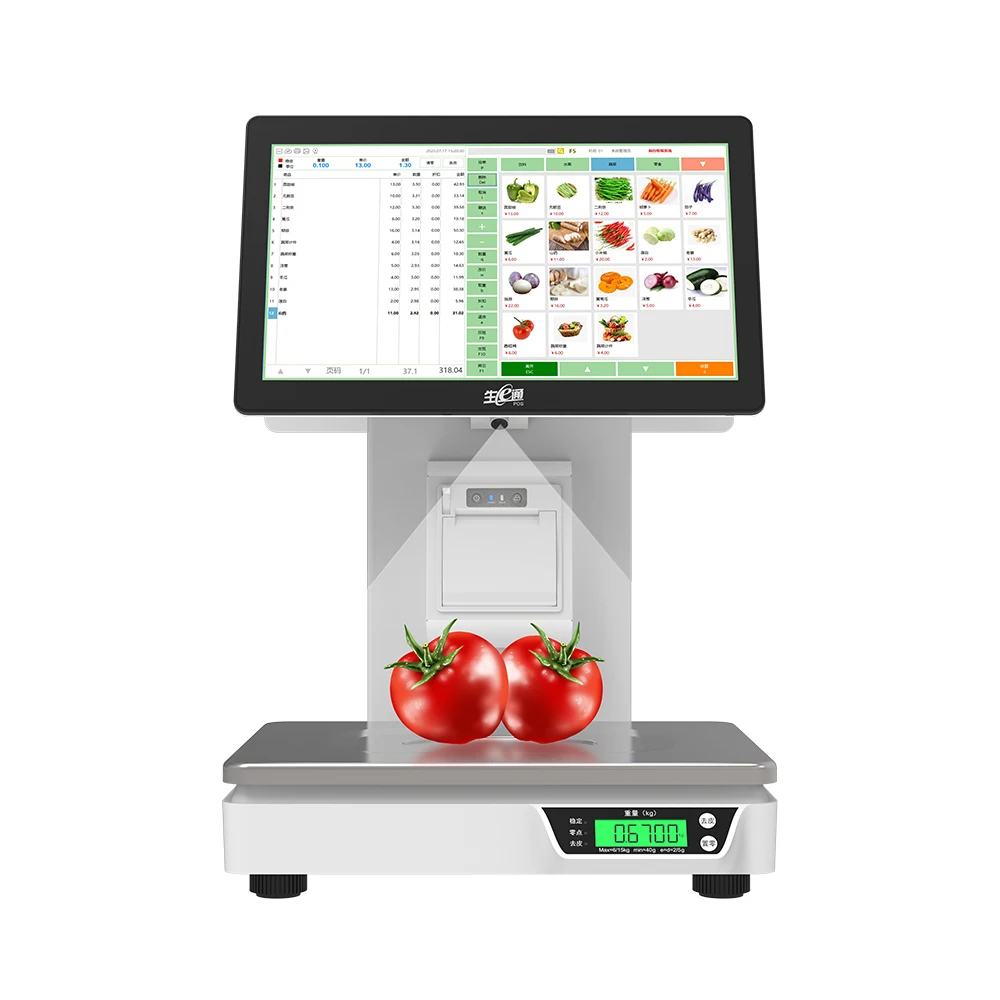Все в одном электронный супермаркет цифровое Взвешивание AI POS весы