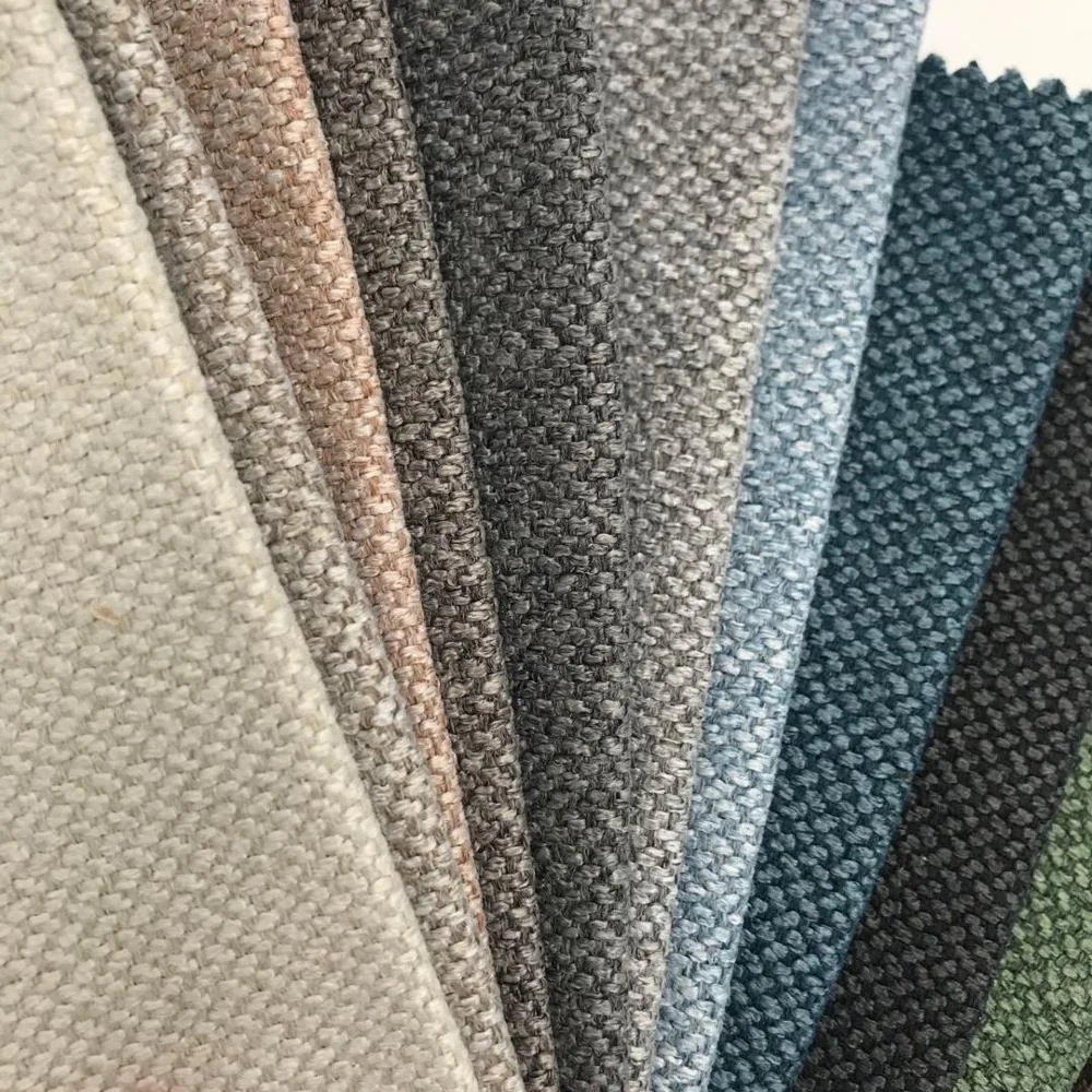 Woven 100% polyester hemp fabric linen look fabric for furniture upholstery