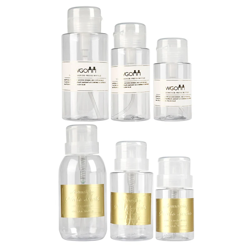 100/120/200/300ML Nail Bottle Empty Press Pump Dispenser Plastic Portable Liquid Polish Remover Cleaner Makeup Manicure Tools