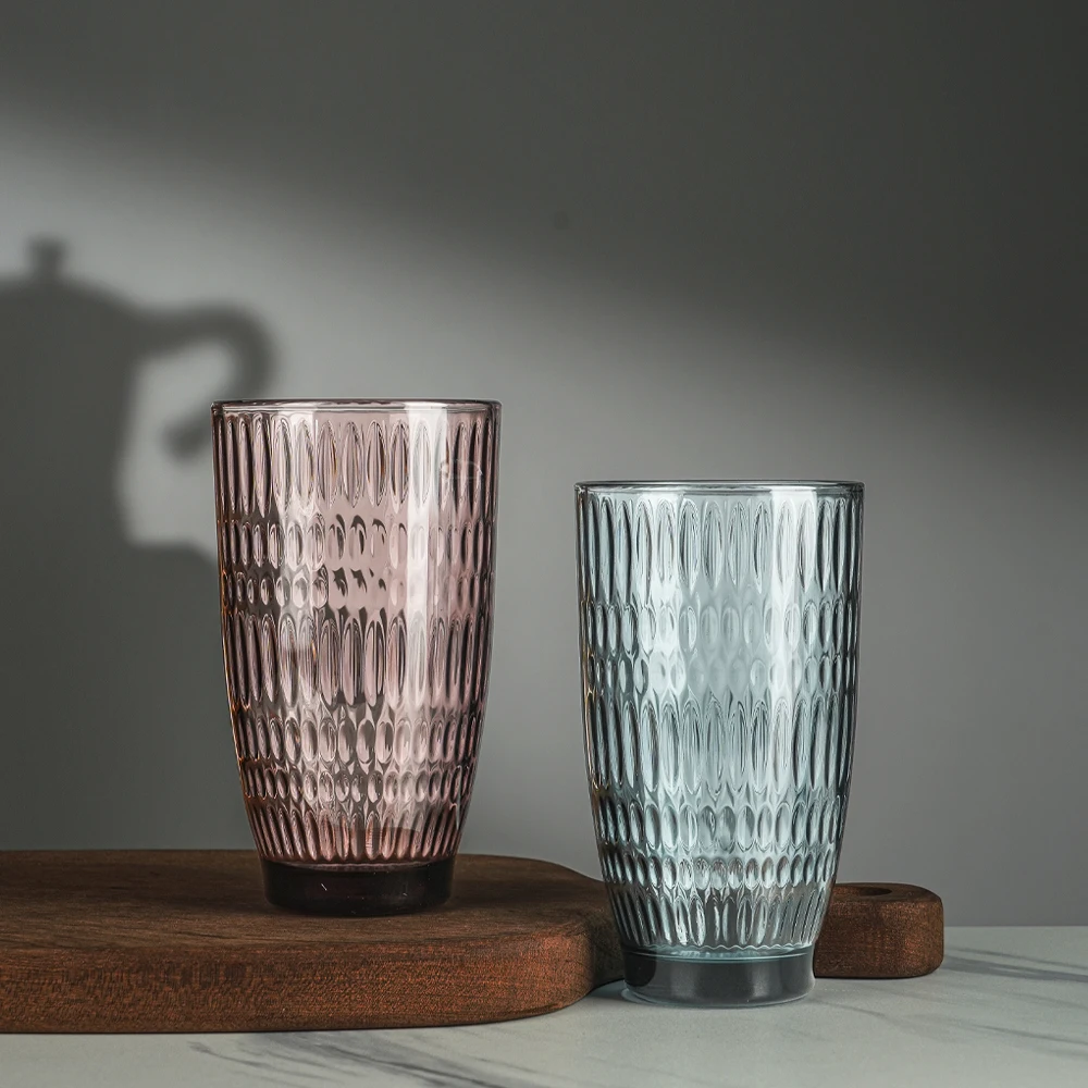 Hot Sale Embossed Glass Tumbler Solid Stripe Design for Parties Wine & Cocktail Cocktail Glass