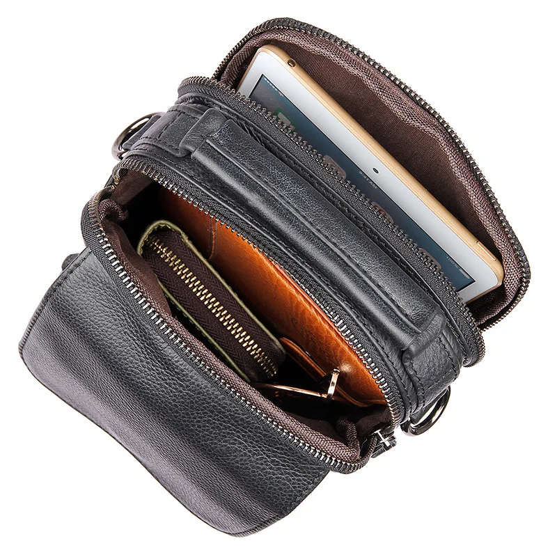 Small Leather Shoulder Bag Male Crossbody Genuine Leather 100% Cowskin Men Bags Sling Bags For Phone Wallet