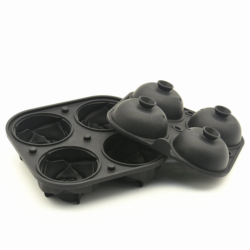 Flexible Silicone 4 Cavity 3D Rose Ice Cube Tray BPA Free Dishwasher Safe Easy Release Rose Ice Mold with Funnels on Top